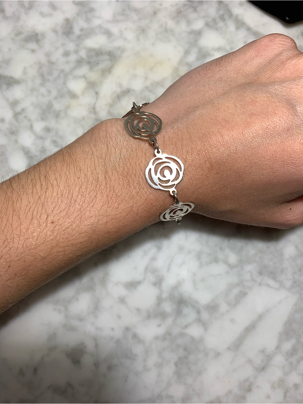 Tous Silver Rose Cutout Link Bracelet - Silver